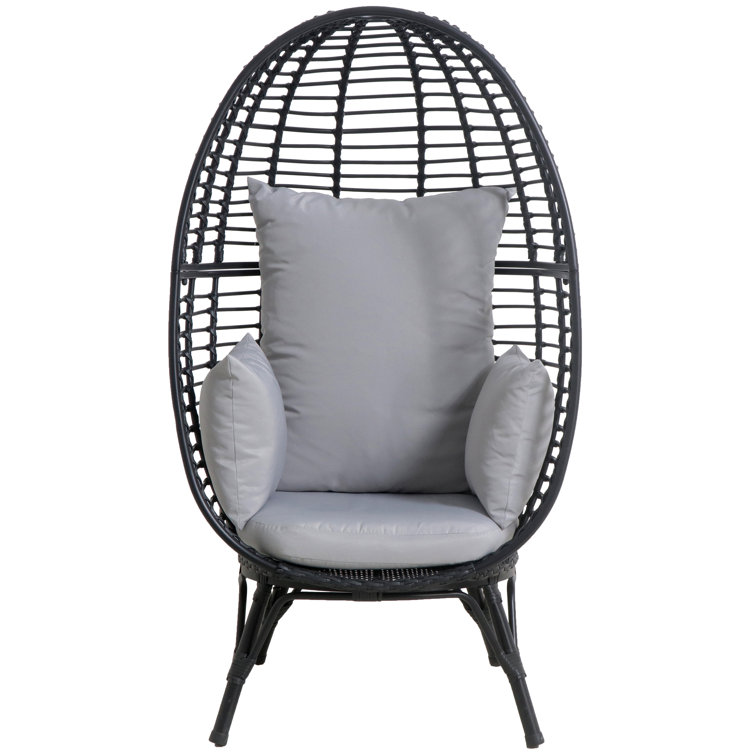 Bayou Breeze Jakey Poppy Stationary Egg Patio Chair with Cushions Wayfair